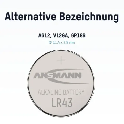 Alkaline Knopfzelle LR43 / LR1142 / AG12^ANSMANN AG Best