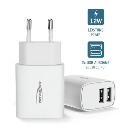 Home Charger HC212 weiß / 2,4 A / 12 W / 2 Port^ANSMANN AG Outlet