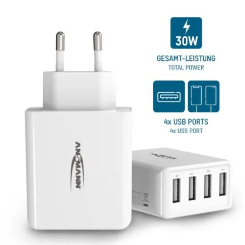 Home Charger HC430 weiß / 6 A / 30 W / 4 Port^ANSMANN AG Outlet