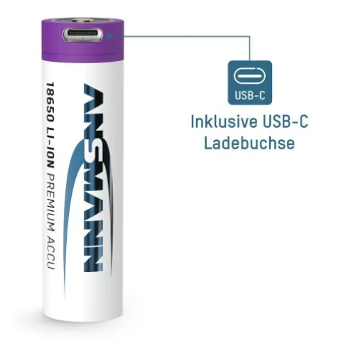 Li-Ion Akku 18650 2600 mAh mit USB Typ-C Ladebuchse^ANSMANN AG Hot