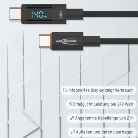 USB Typ-C Kabel, 200 cm, anthrazit^ANSMANN AG Best